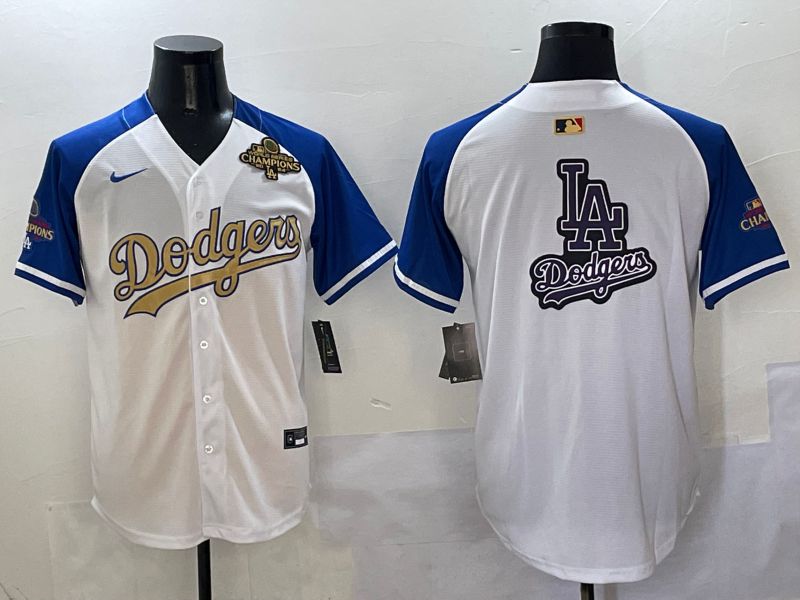 Men Los Angeles Dodgers Blank White Blue Gold Game Nike 2025 MLB Jersey style 42925